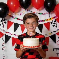 Black and White Plaid Digital Birthday Candles, Racing Theme Party Cake Decor…