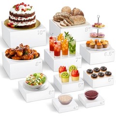 10 Pcs Buffet Food Risers, White Acrylic Dessert Cupcake White-10Pcs(8 Sizes)