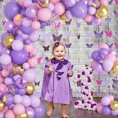 Purple Pink Butterfly Balloon Garland Arch Kit, 12 inches,