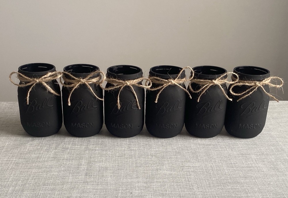 Set of 6 black chalk painted mason jar vases…mix & match colors!