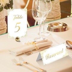 Gold Wedding Table Numbers 1-30 – Double Sided Foil 4×6 inches,