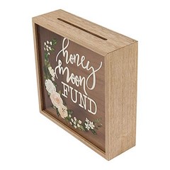 Honey Moon Fund Box, Rustic Wood Wedding Card Box with Honey Moon Fund (Floral)