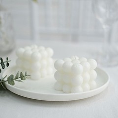 2 WHITE Bubble Cube Unscented Paraffin Wax CANDLES Wedding Centerpieces Events
