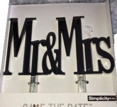 Mr. & Mrs. Wedding Cake Topper Silver Mirrored Modern Simple New