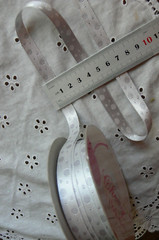 WHITE SILVER PEARL Random Spots Embroidered 100% Poly 5 Met – 11mmW Cherry BLD13