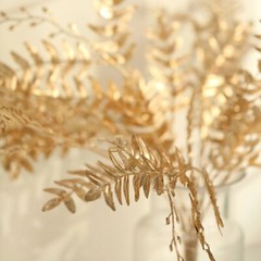 GOLD 2 Metallic 21″ Artificial Fern LEAF Branches Faux Foliage Stems Party Event