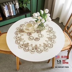 Lace Small Round Tablecloth Doilies Table Topper Scarf 24″ (Round) Stone