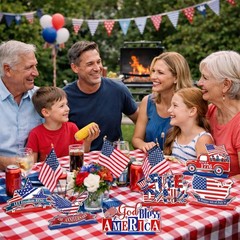 6 Pcs Independence Day Wood Tabletop Signs 4th of July Patriotic Wooden Table