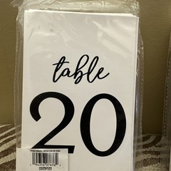 Horizon 20 Count Modern Paper Table Numbers White Black for Wedding Centerpieces