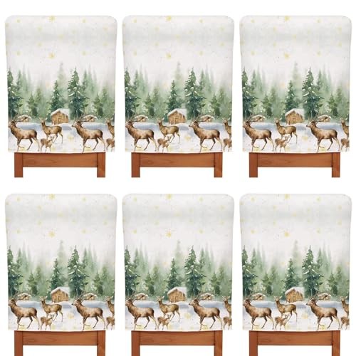 6 Pcs Christmas Chair Covers Snowman Reindeer Xmas Dining Room Chair Covers