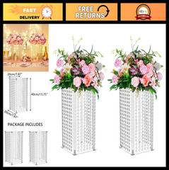 Elegant 15.7″ Tall Flower Vases – 2 Pcs Geometric Centerpieces for Weddings & Pa