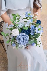 Ling’s Moment Boho Bridesmaid Bouquet Set of 4, Beige and White Wedding Bouqu…