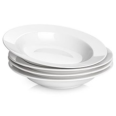 Soup Bowls, Pasta Bowls Set of 4, White Salad Bowls and Plates, 9.5 Inch-20 oz