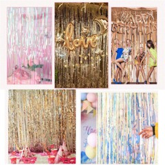 Metallics Foil Fringe Curtain Tinsel Kid Birthday Party Decor Wedding Home