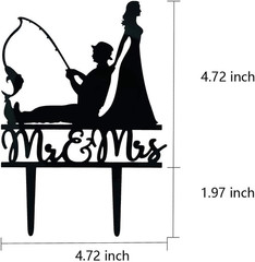 Fishing Wedding Cake Topper, Funny Bride and Groom Cake Decoration, Fishing Them