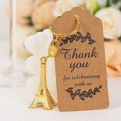 Balsa Circle 10 Gold Eiffel Tower 4 in Plastic Keychains with Thank 2″,