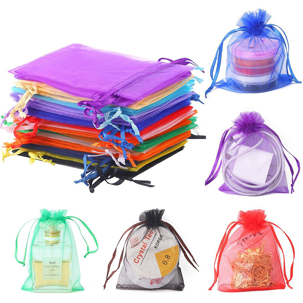 100 200pcs 4×6″ Drawstring Organza Gift Bags Wedding Party Candy Jewelry Pouches