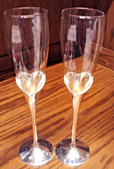 LENOX Wedding Promises Heart Flute Glass Pair Bride-Groom Stem Silver-Plate 281