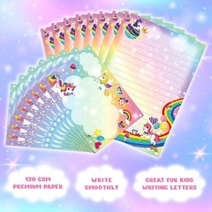 KiDEPOCH Lined Stationary Paper and Envelopes Set for Kids Unicorn Stationary…