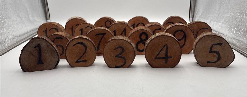 Rustic Wedding Table Number Wood Slices 1-20 Approx 4” T By 4” By 1.25” READ