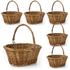 Small Wicker Basket with Handle Flower Girl Baskets Oval Willow Woven Braided…