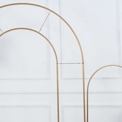 8 ft Gold Double Round Top Metal Floral Display Frame Arch Backdrop Stand Party