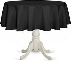 60 Inch Round Black Polyester Tablecloth, washable any occassion