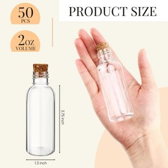 Lounsweer 50 Pack 2 oz Clear Plastic Sand Art Bottles with 2 oz, Wood color