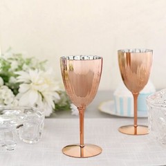 8 oz Metallic Blush Premium Wine Glasses Disposable Flutes Wedding Decorations