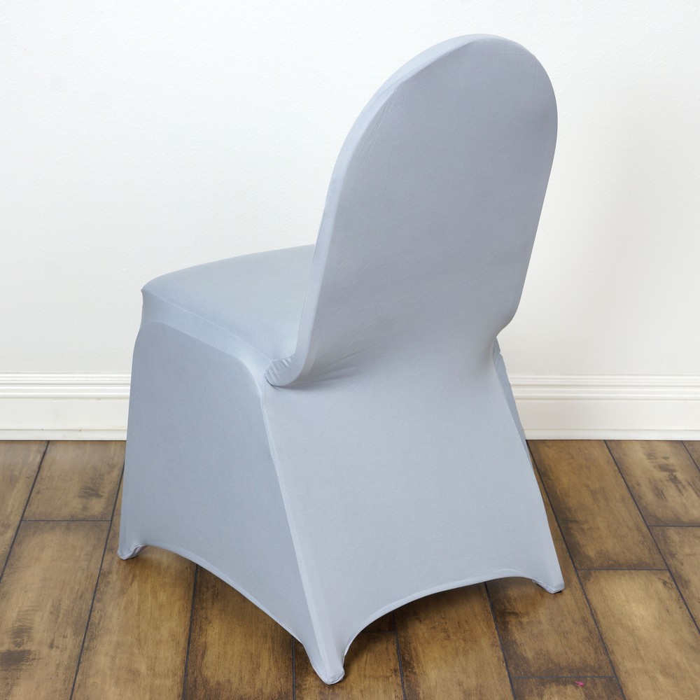 10 Silver Spandex Fitted Banquet Chair Covers Wedding Reception Decorations