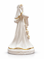 50th Wedding Anniversary Cake Topper Porcelain Couple Gold Heart Decor 5″