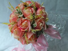Wedding Bouquets 3pc package Bridal Bouquet SILK flowers Pink Roses Hand Made