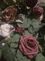 Ling’s Moment 5FT Dusty Rose & Mauve Flower Garland w/ Eucalyptus Leaves