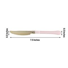 Metallic Gold Knives with Blush Handle Wedding Dinner Party Disposable Tableware