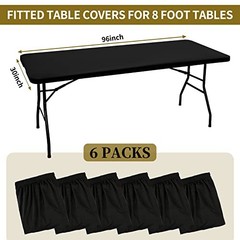 6 Pack Stretch Fabric Table Top Cap Cover, fits 8′ 6 Packs – 30 x 96 Inch Black