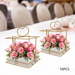 Gold Square Iron Basket Set of 10 20 × 6.5 cm Centerpiece Vases for Wedding
