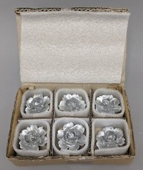Ceramic Flower Decorative Silver 2.25″Diameter 1.25″Tall Set of 12