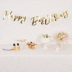 10 feet Gold Metallic Happy Birthday Paper Hanging Party GARLAND Events Supplies