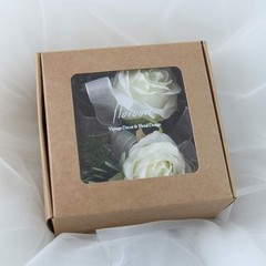 Handcrafted Ivory Rose Wrist Corsage with Boutonniere for Special Occasions