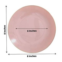 DUSTY ROSE 10 Glossy 8″ Round Plastic Salad PLATES Gold Rim Party Events