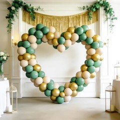Sage Green Gold White Balloons Kit 60pcs 12 in Sage Green Gold and Sand White