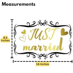 Decorative Car Magnet for Honeymoon or Wedding, Just Married, 14 x 9.5-Inch,