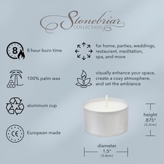 Stonebriar Bulk 50-Pk Unscented Smokeless 8-Hour Long-Burning Tealight Candles