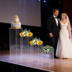 4Pcs Clear Acrylic Pedestal Stands, Display Pedestal for Floral & Cake Display