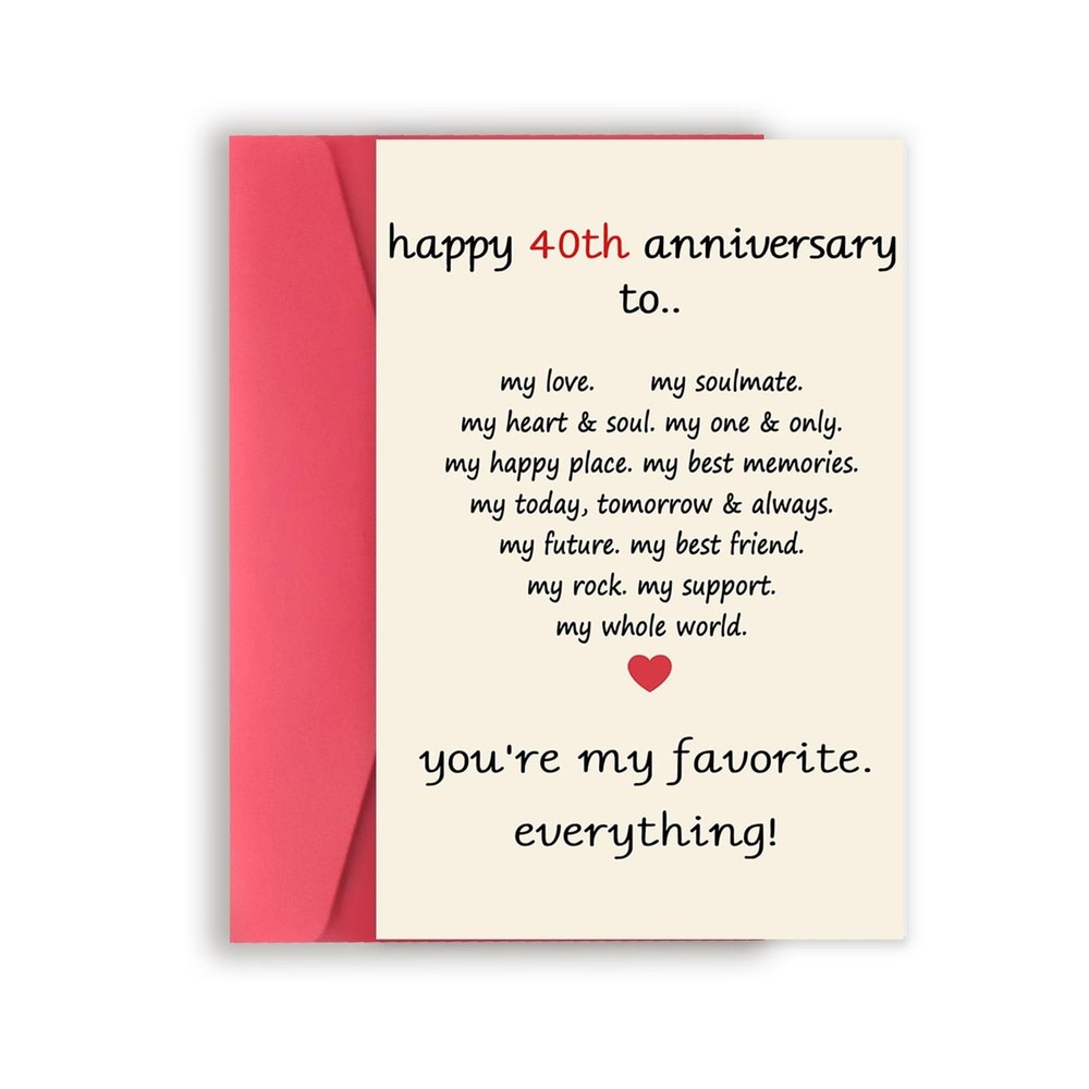 Asmallgf Vintage 40th Wedding Anniversary Card for Husband Wife, Best Gifts f…