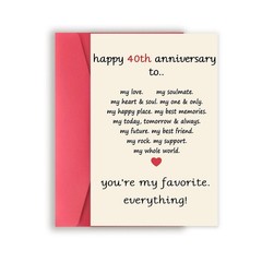 Asmallgf Vintage 40th Wedding Anniversary Card for Husband Wife, Best Gifts f…