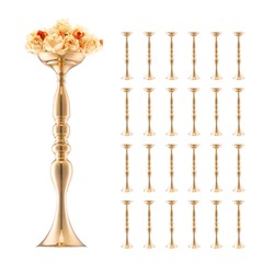 VEVOR 24PCS 50cm/19.7” Wedding Flower Vase Metal Gold Floral Stand for Table
