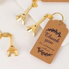 Balsa Circle 10 Gold Eiffel Tower 4 in Plastic Keychains with Thank 2″,