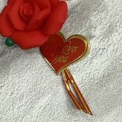 Glass Baron Red Long Stem Rose «I Love You» Gold Accent Y-S2 808-R5