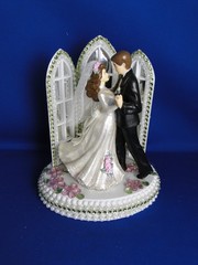 New Elegant First Dance Bridal Couple , Chapel mirror Windows Caketop, pink #331